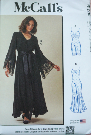 New    Uncut    Unused, Factory Folded     Pattern R12210    McCalls Nightgown in 2 Lengths Plus Rob